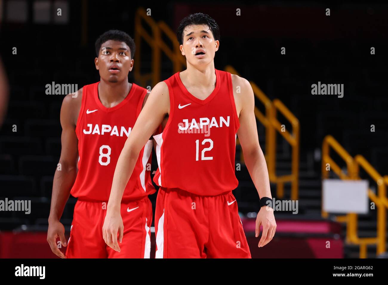 Saitama, Japan. 1st Aug, 2021. (L-R) Rui Hachimura, Yuta Watanabe 