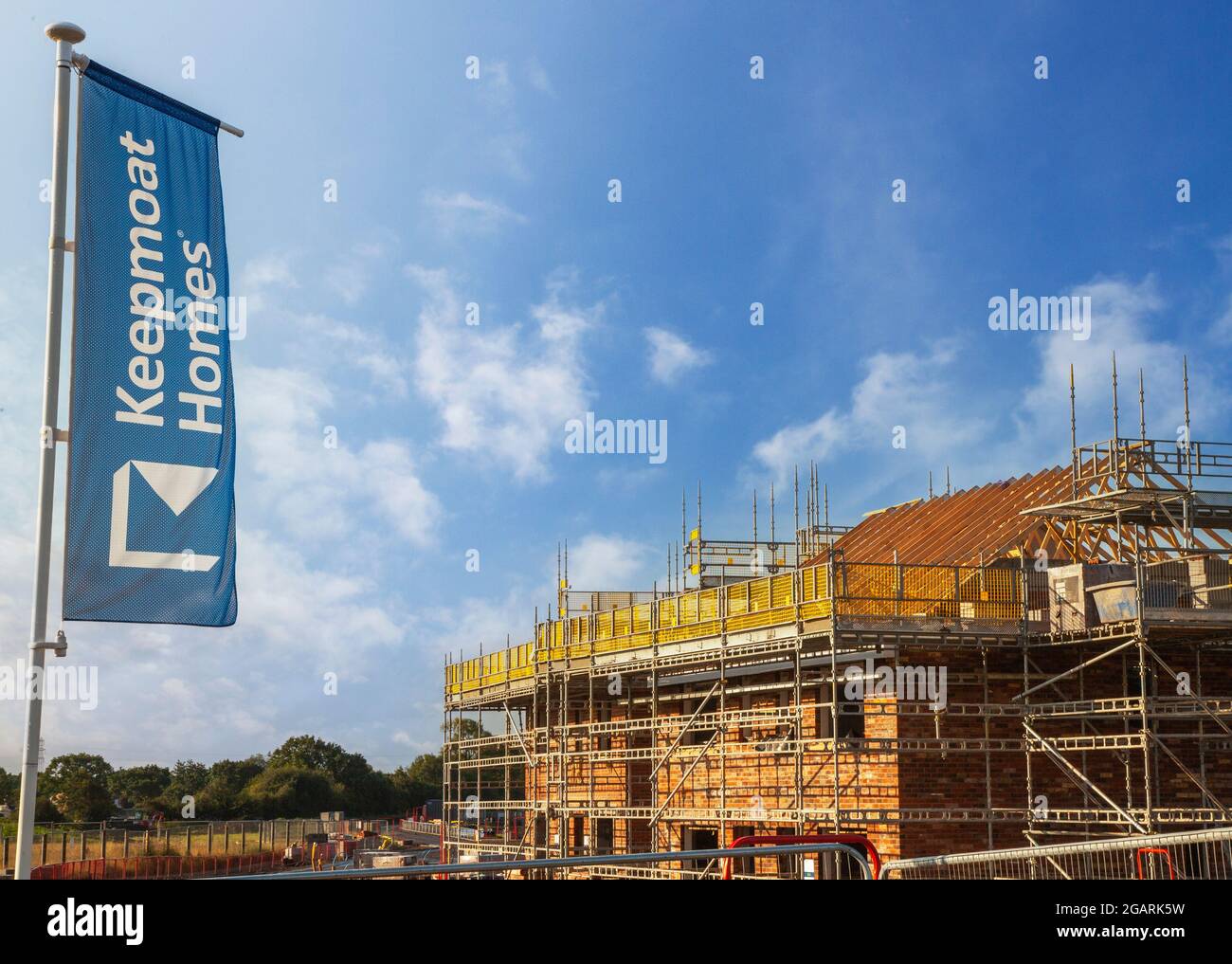 Stages of construction; Farington Mews large housing development Matrix Brickwork at Keepmoat homes construction site in Chorley. Builders Start on this large green field housing estate in Lancashire, UK Stock Photo