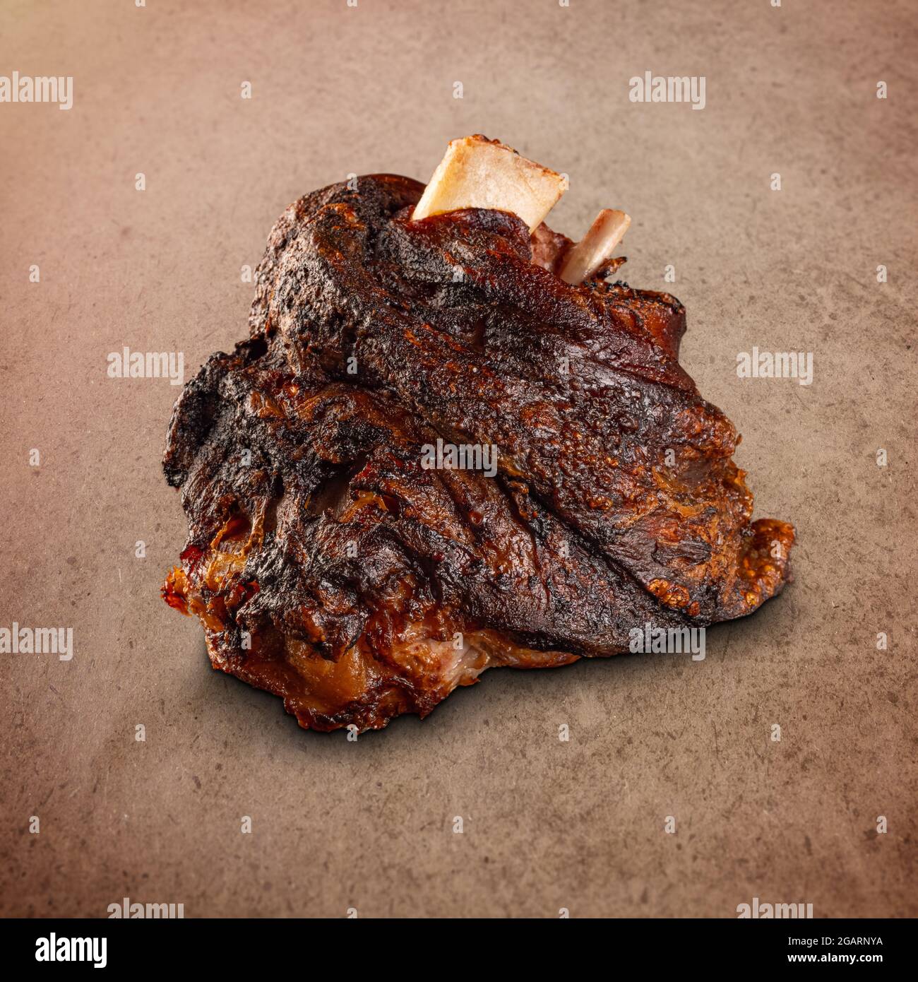 Crispy roasted pork knuckle. Smoked and roasted ham hock Stock Photo