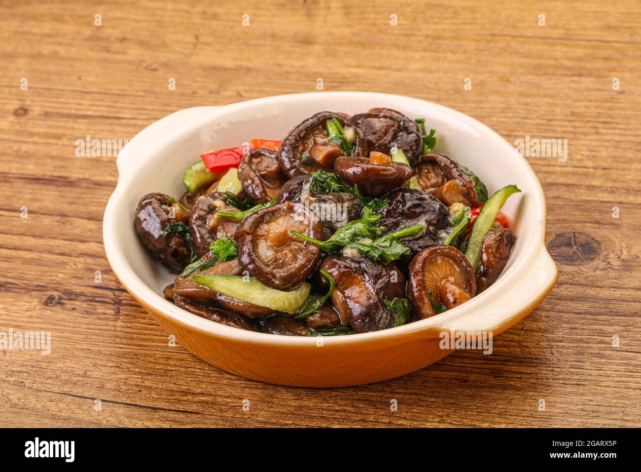 Marinated shiitake mushrooms with herbs and spices Stock Photo Alamy