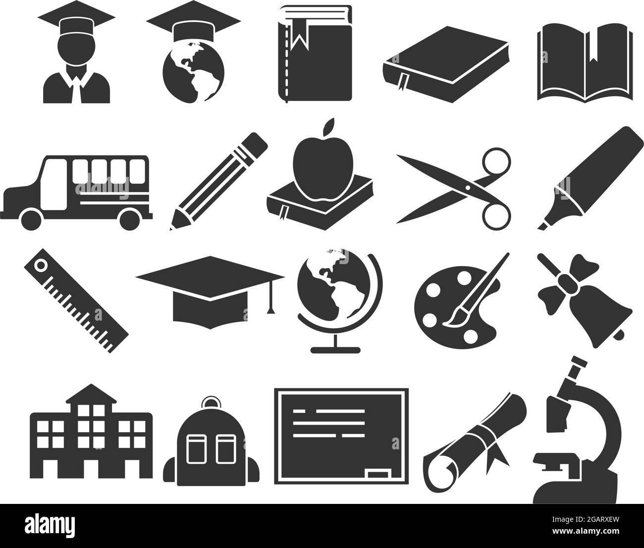 School items icon design set bundle template isolated Stock Vector