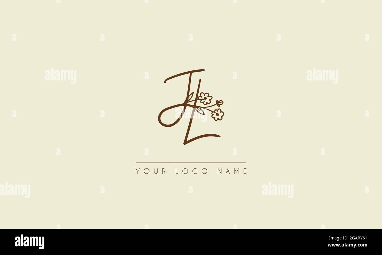 Initial letter JL Or LJ Signature handwritten wedding botanical floral icon logo vector  design  illustration Stock Vector