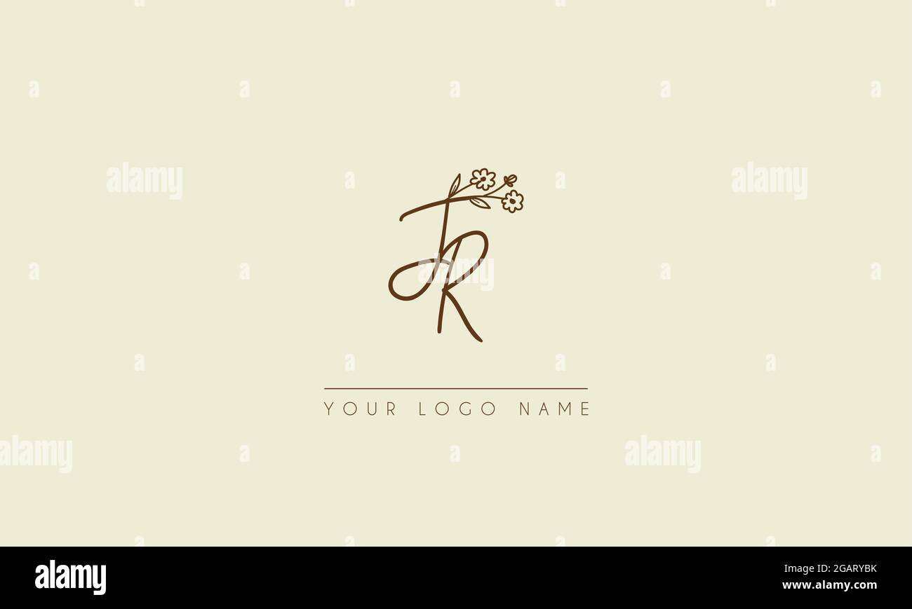 Initial letter JR Or RJ Signature handwritten wedding botanical floral icon logo vector  design  illustration Stock Vector