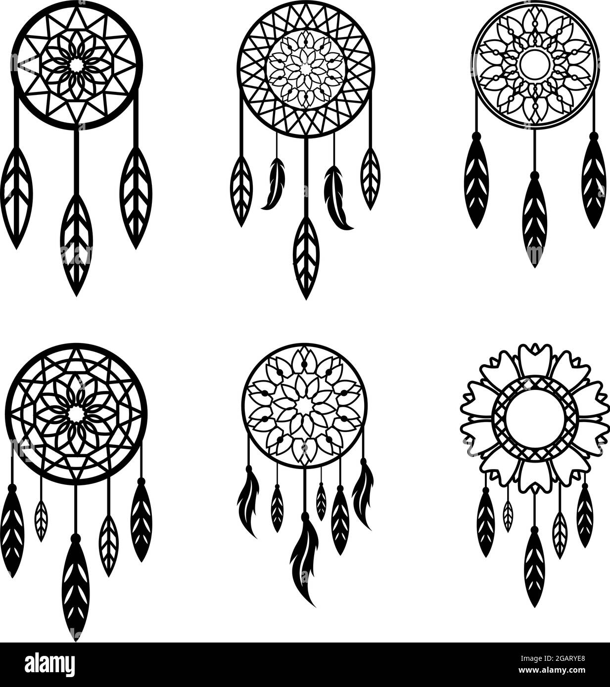 Dream catcher icon design set bundle template isolated Stock