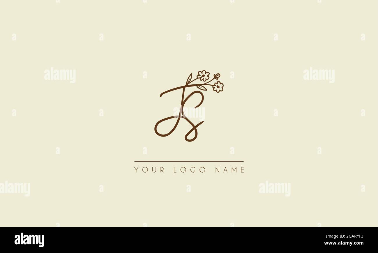 Initial letter JS Or SJ Signature handwritten wedding botanical floral icon logo vector  design  illustration Stock Vector