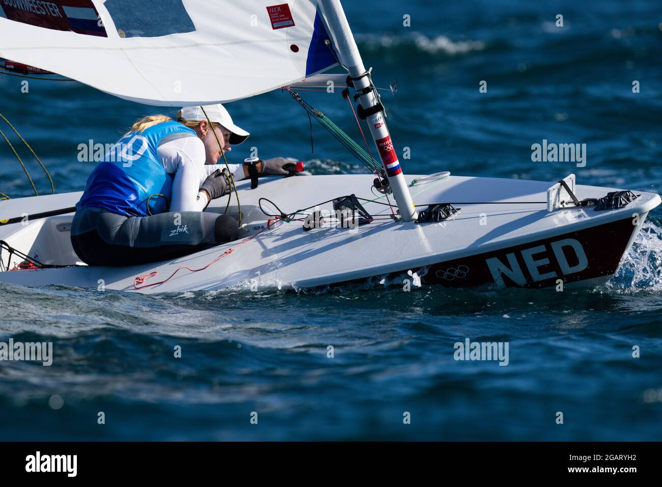 TOKYO, JAPAN - AUGUST 1: Marit Bouwmeester of The Netherlands competing on Womans one person dinghy laser radial during the Tokyo 2020 Olympic Games at the Sagami on August 1, 2021 in Tokyo, Japan (Photo by Ronald Hoogendoorn/Orange Pictures) NOCNSF Credit: Orange Pics BV/Alamy Live News Stock Photo