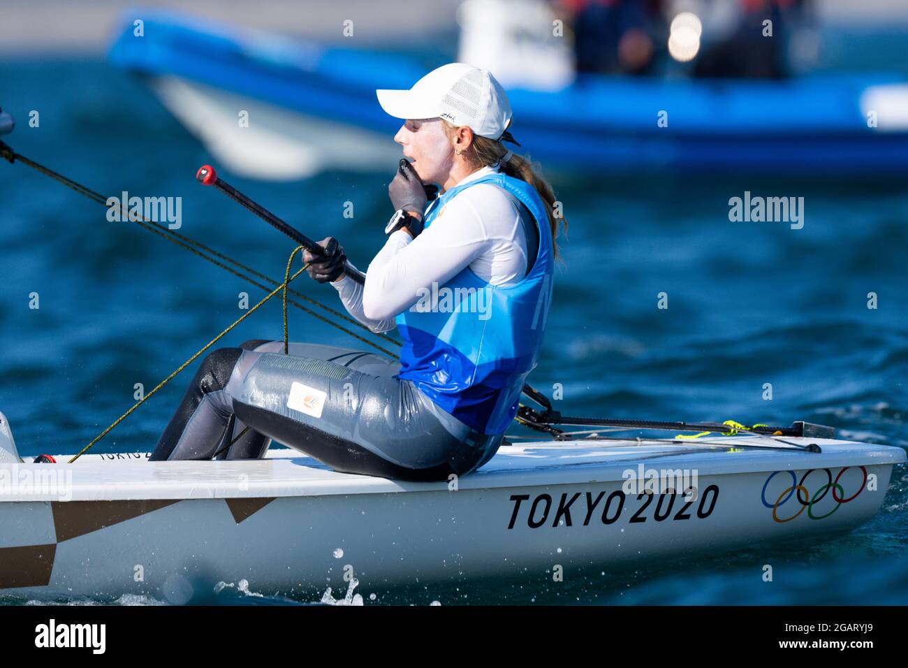 TOKYO, JAPAN - AUGUST 1: Marit Bouwmeester of The Netherlands competing on Womans one person dinghy laser radial during the Tokyo 2020 Olympic Games at the Sagami on August 1, 2021 in Tokyo, Japan (Photo by Ronald Hoogendoorn/Orange Pictures) NOCNSF Credit: Orange Pics BV/Alamy Live News Stock Photo