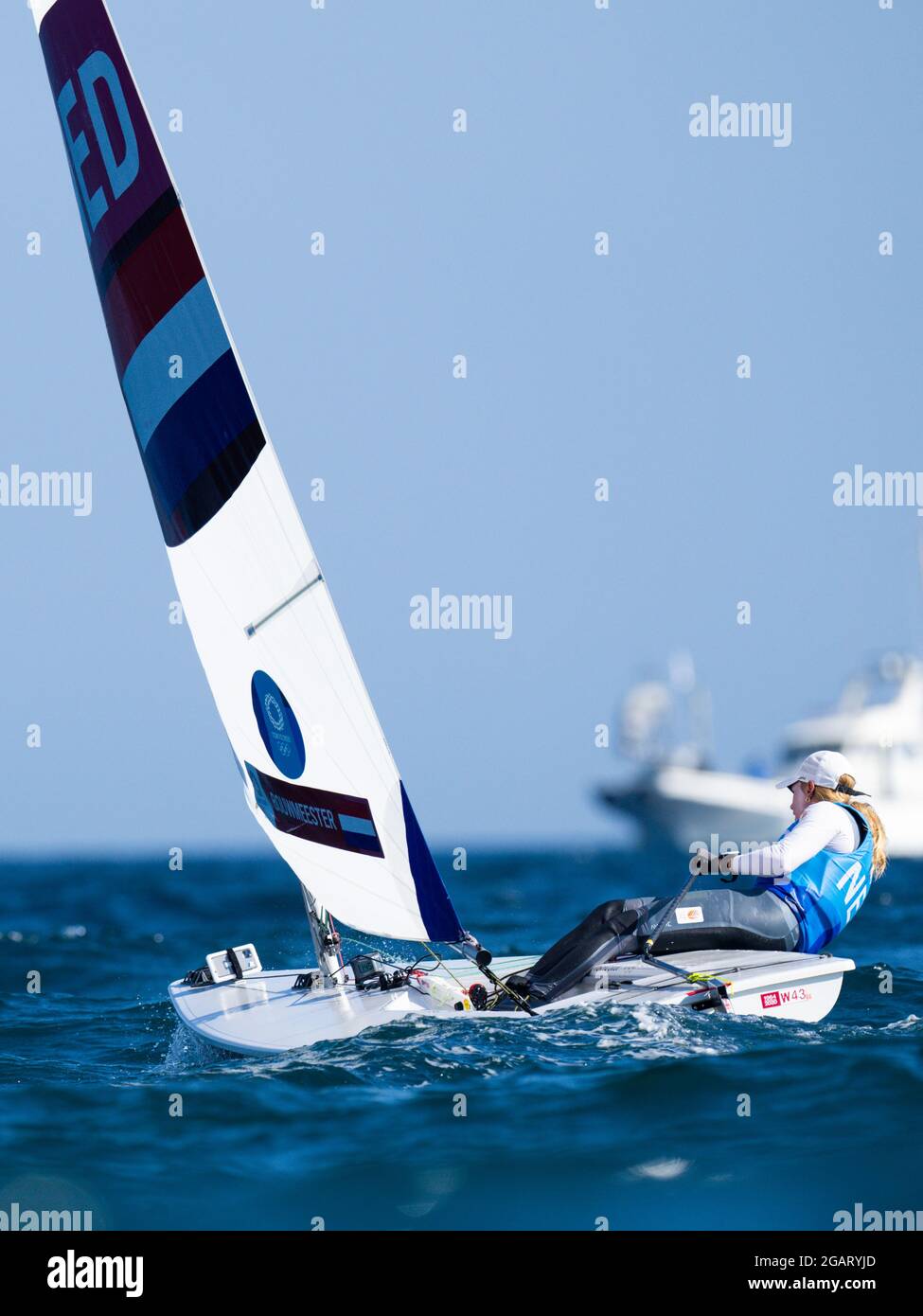 TOKYO, JAPAN - AUGUST 1: Marit Bouwmeester of The Netherlands competing on Womans one person dinghy laser radial during the Tokyo 2020 Olympic Games at the Sagami on August 1, 2021 in Tokyo, Japan (Photo by Ronald Hoogendoorn/Orange Pictures) NOCNSF Credit: Orange Pics BV/Alamy Live News Stock Photo