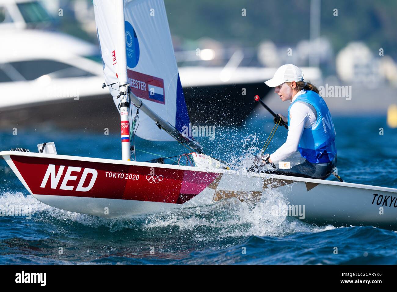 TOKYO, JAPAN - AUGUST 1: Marit Bouwmeester of The Netherlands competing on Womans one person dinghy laser radial during the Tokyo 2020 Olympic Games at the Sagami on August 1, 2021 in Tokyo, Japan (Photo by Ronald Hoogendoorn/Orange Pictures) NOCNSF Credit: Orange Pics BV/Alamy Live News Stock Photo