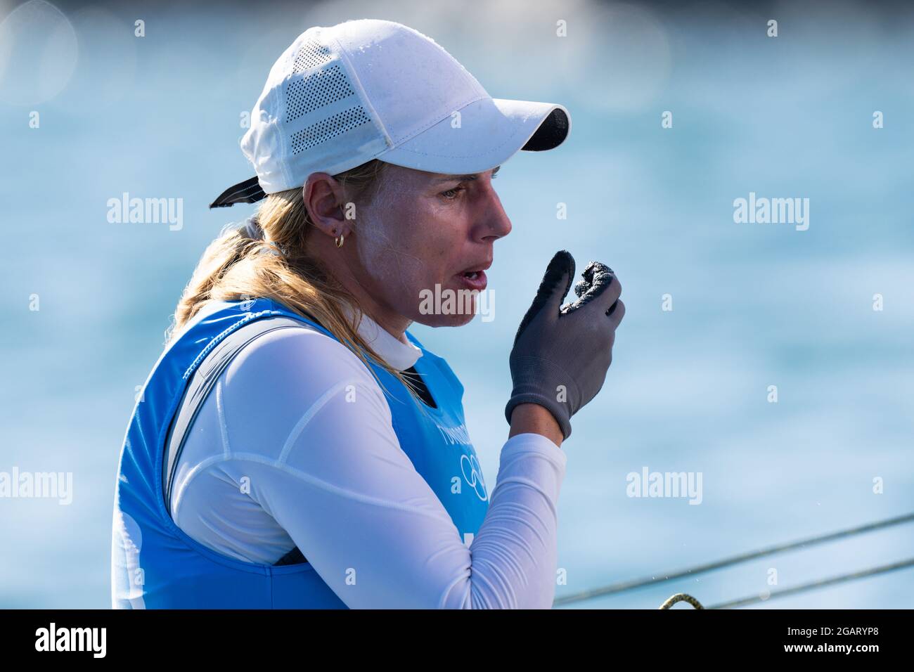 TOKYO, JAPAN - AUGUST 1: Marit Bouwmeester of The Netherlands competing on Womans one person dinghy laser radial during the Tokyo 2020 Olympic Games at the Sagami on August 1, 2021 in Tokyo, Japan (Photo by Ronald Hoogendoorn/Orange Pictures) NOCNSF Credit: Orange Pics BV/Alamy Live News Stock Photo