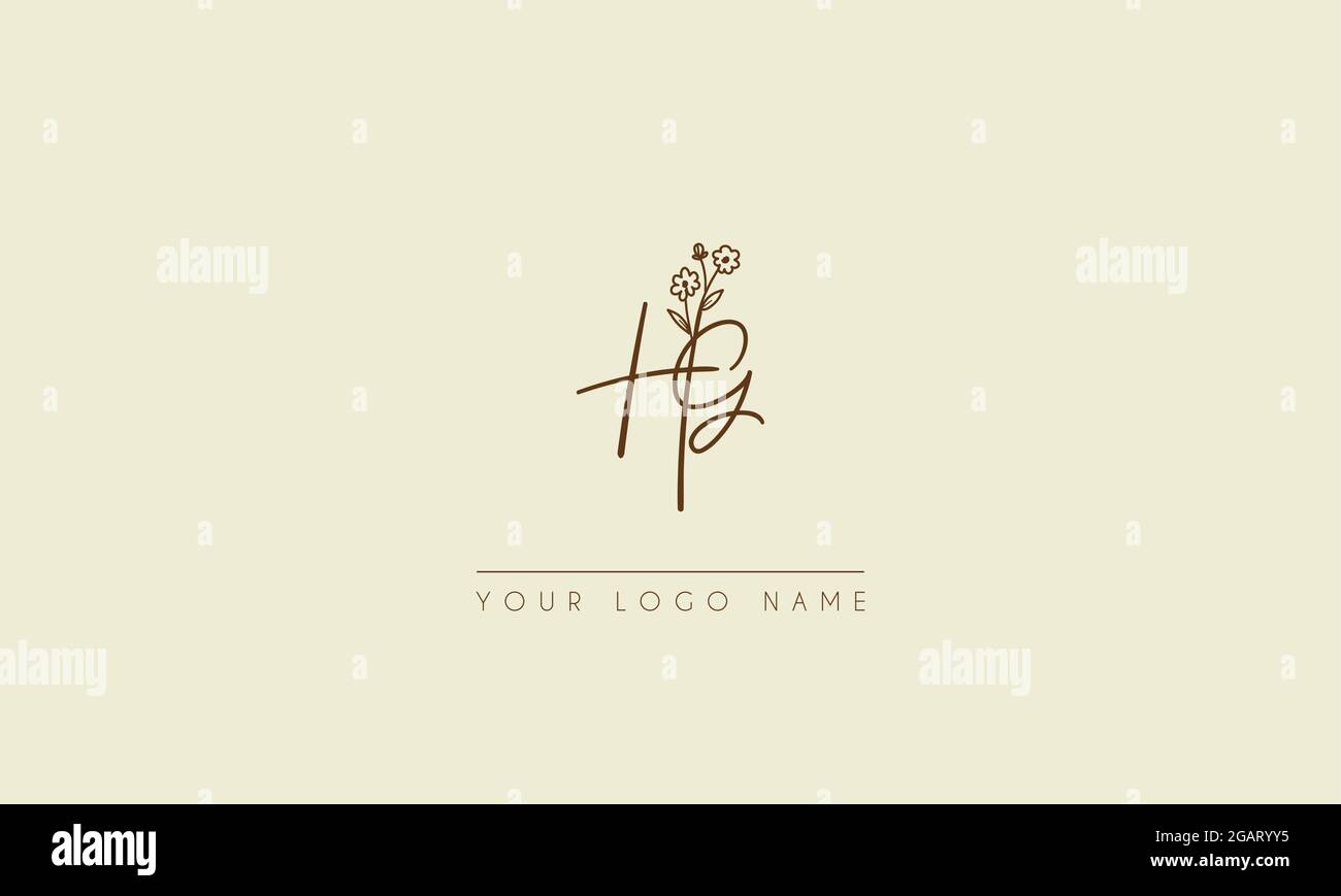 Initial letter HG Or GH Signature handwritten wedding botanical floral ...