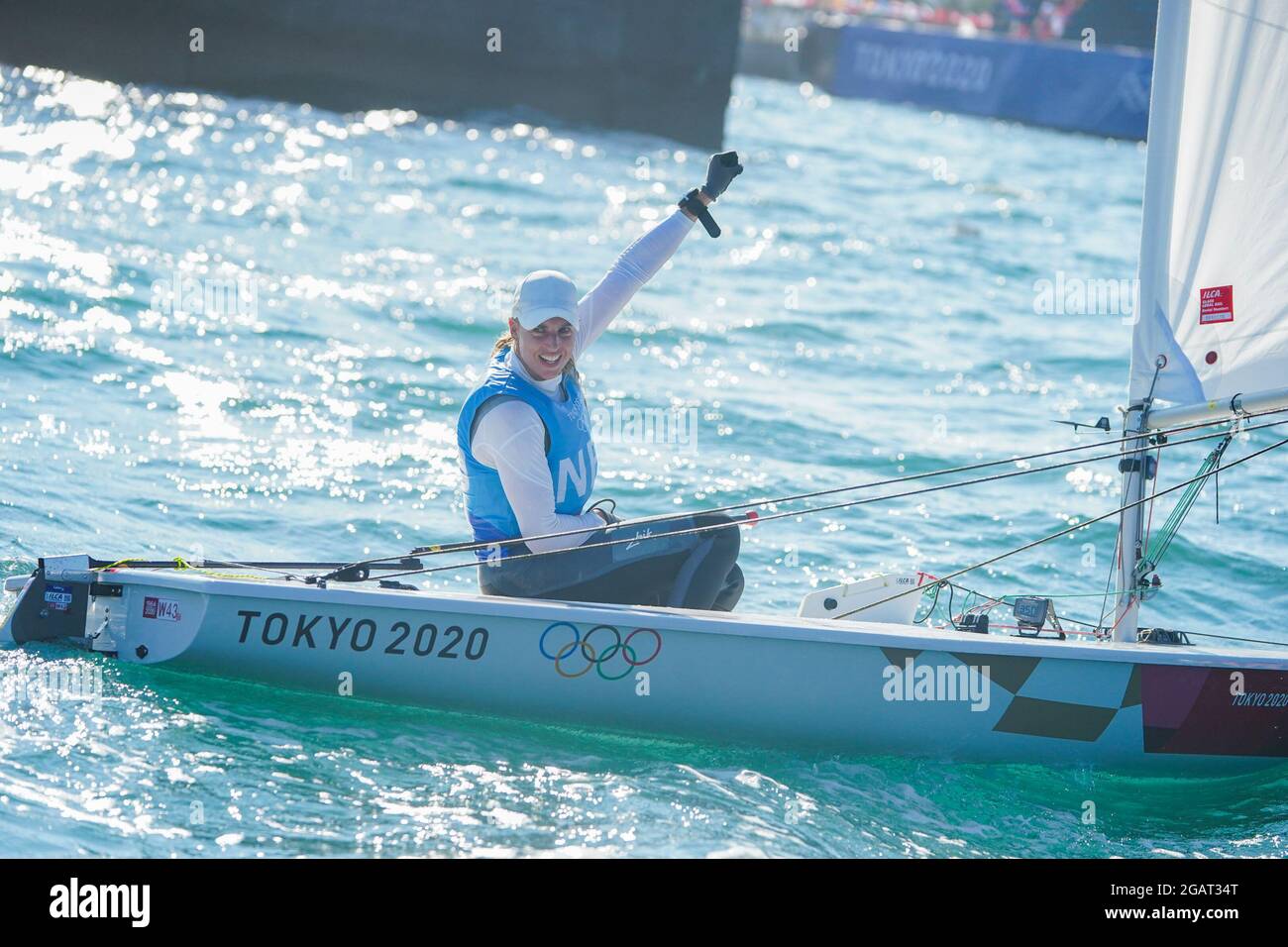 TOKYO, JAPAN - AUGUST 1: Marit Bouwmeester of The Netherlands competing on Womans one person dinghy laser radial during the Tokyo 2020 Olympic Games at the Sagami on August 1, 2021 in Tokyo, Japan (Photo by Ronald Hoogendoorn/Orange Pictures) NOCNSF Credit: Orange Pics BV/Alamy Live News Stock Photo