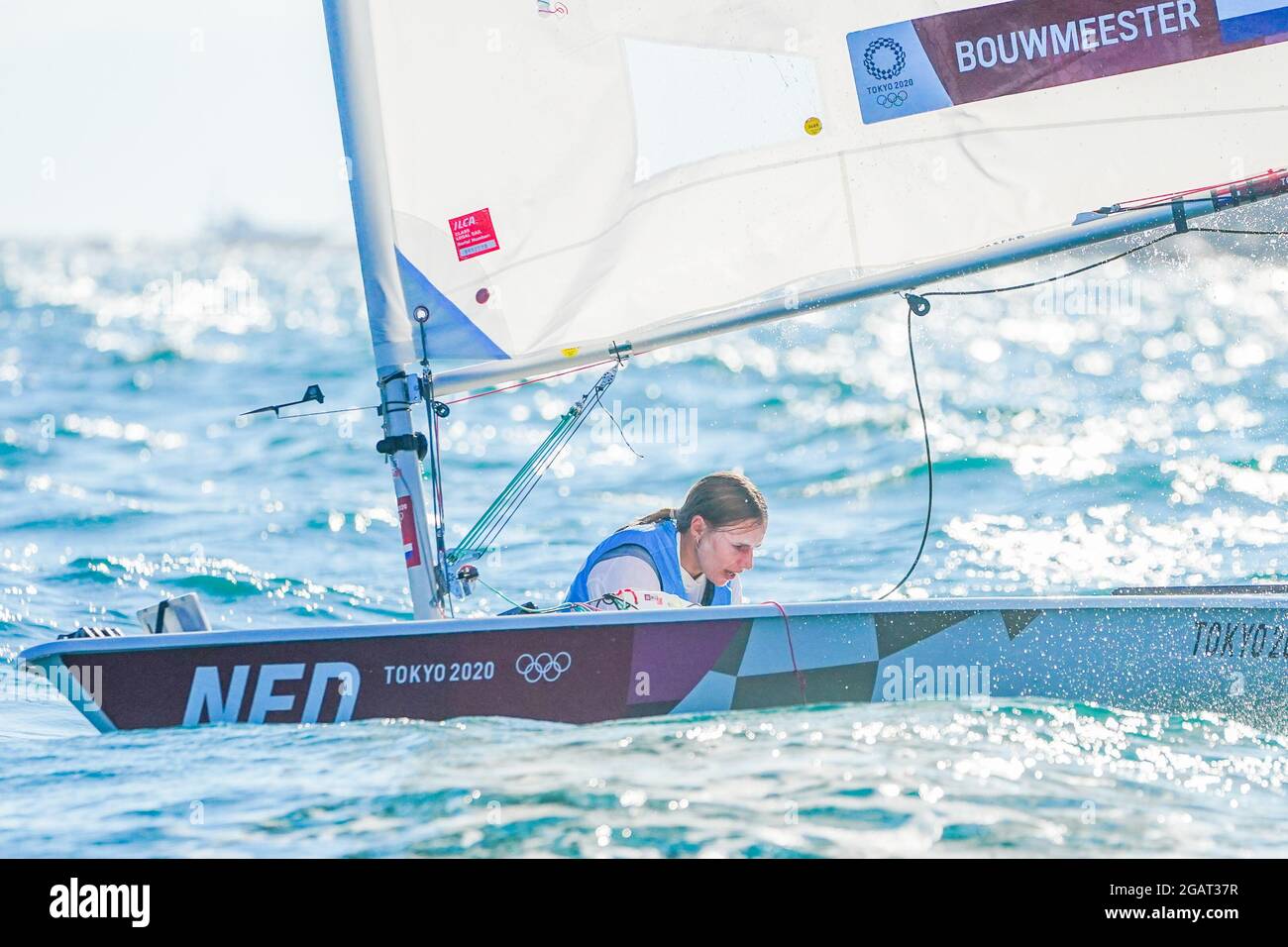 TOKYO, JAPAN - AUGUST 1: Marit Bouwmeester of The Netherlands competing on Womans one person dinghy laser radial during the Tokyo 2020 Olympic Games at the Sagami on August 1, 2021 in Tokyo, Japan (Photo by Ronald Hoogendoorn/Orange Pictures) NOCNSF Credit: Orange Pics BV/Alamy Live News Stock Photo