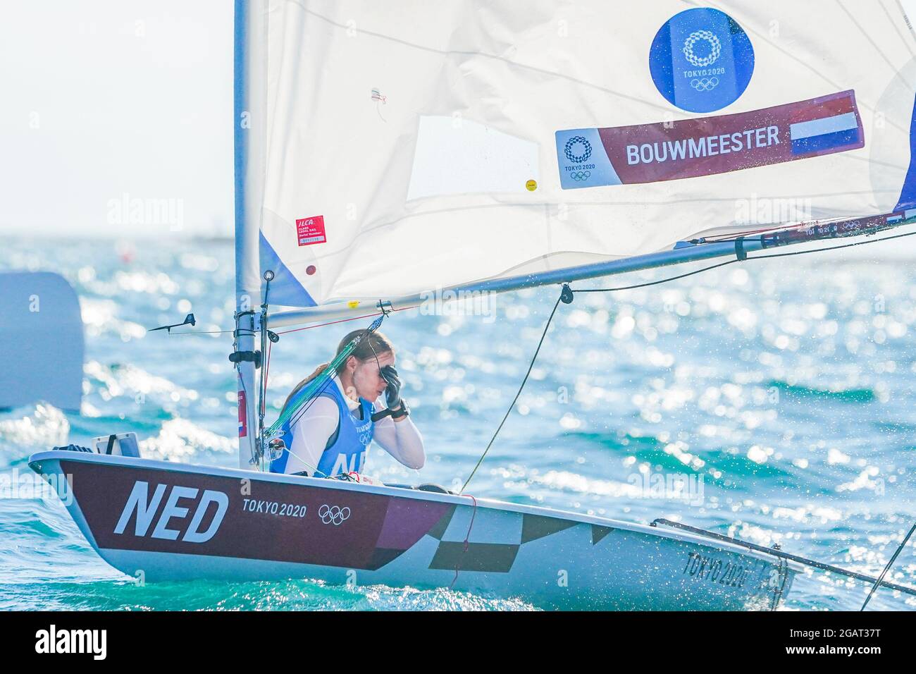 TOKYO, JAPAN - AUGUST 1: Marit Bouwmeester of The Netherlands competing on Womans one person dinghy laser radial during the Tokyo 2020 Olympic Games at the Sagami on August 1, 2021 in Tokyo, Japan (Photo by Ronald Hoogendoorn/Orange Pictures) NOCNSF Credit: Orange Pics BV/Alamy Live News Stock Photo