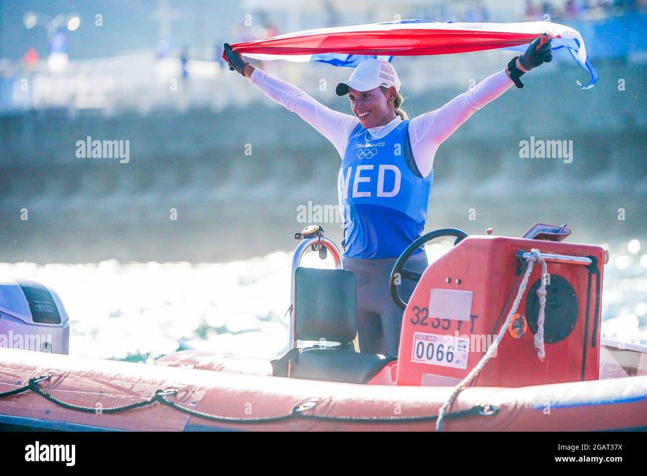 TOKYO, JAPAN - AUGUST 1: Marit Bouwmeester of The Netherlands competing on Womans one person dinghy laser radial during the Tokyo 2020 Olympic Games at the Sagami on August 1, 2021 in Tokyo, Japan (Photo by Ronald Hoogendoorn/Orange Pictures) NOCNSF Credit: Orange Pics BV/Alamy Live News Stock Photo