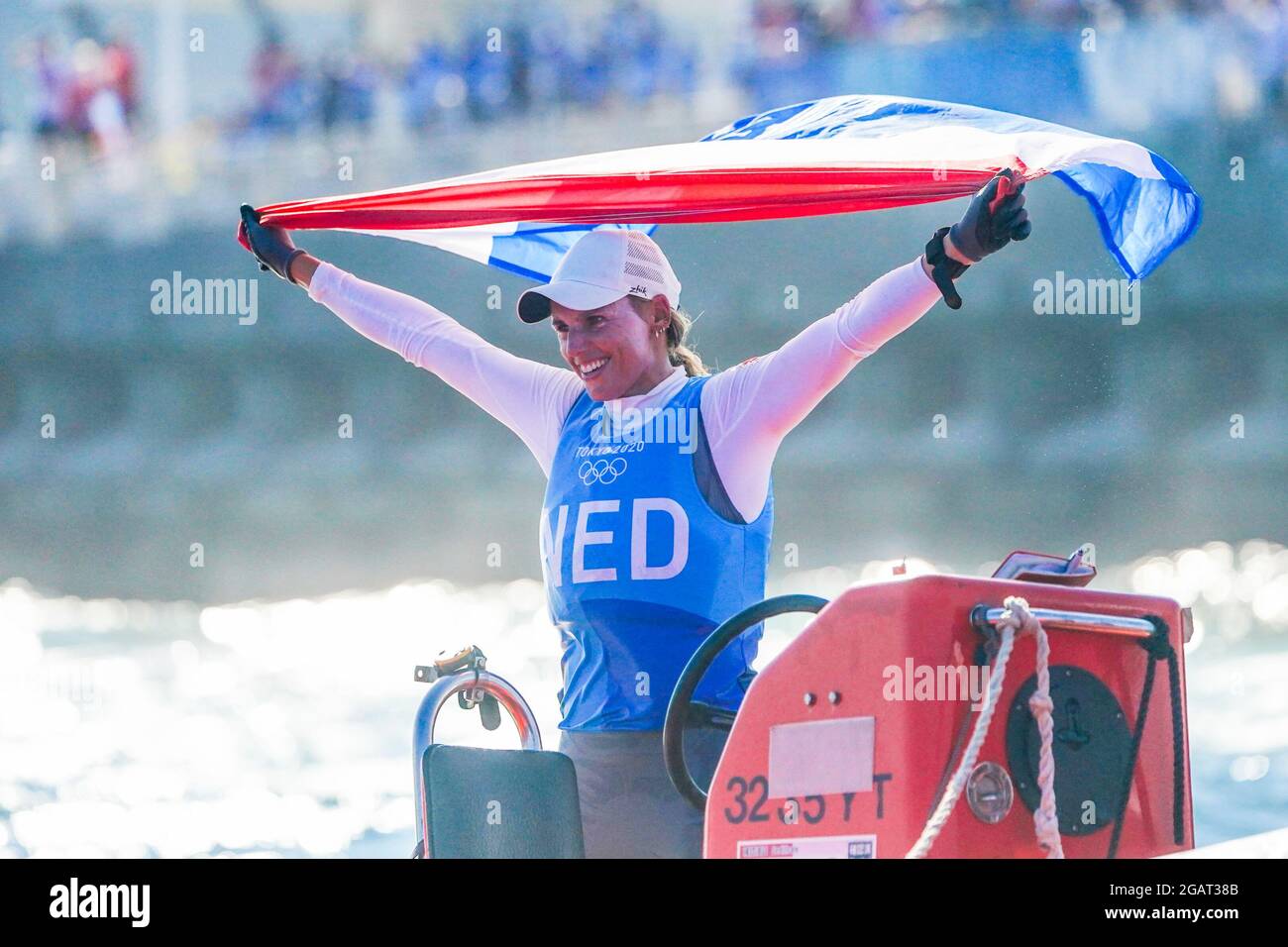 TOKYO, JAPAN - AUGUST 1: Marit Bouwmeester of The Netherlands competing on Womans one person dinghy laser radial during the Tokyo 2020 Olympic Games at the Sagami on August 1, 2021 in Tokyo, Japan (Photo by Ronald Hoogendoorn/Orange Pictures) NOCNSF Credit: Orange Pics BV/Alamy Live News Stock Photo