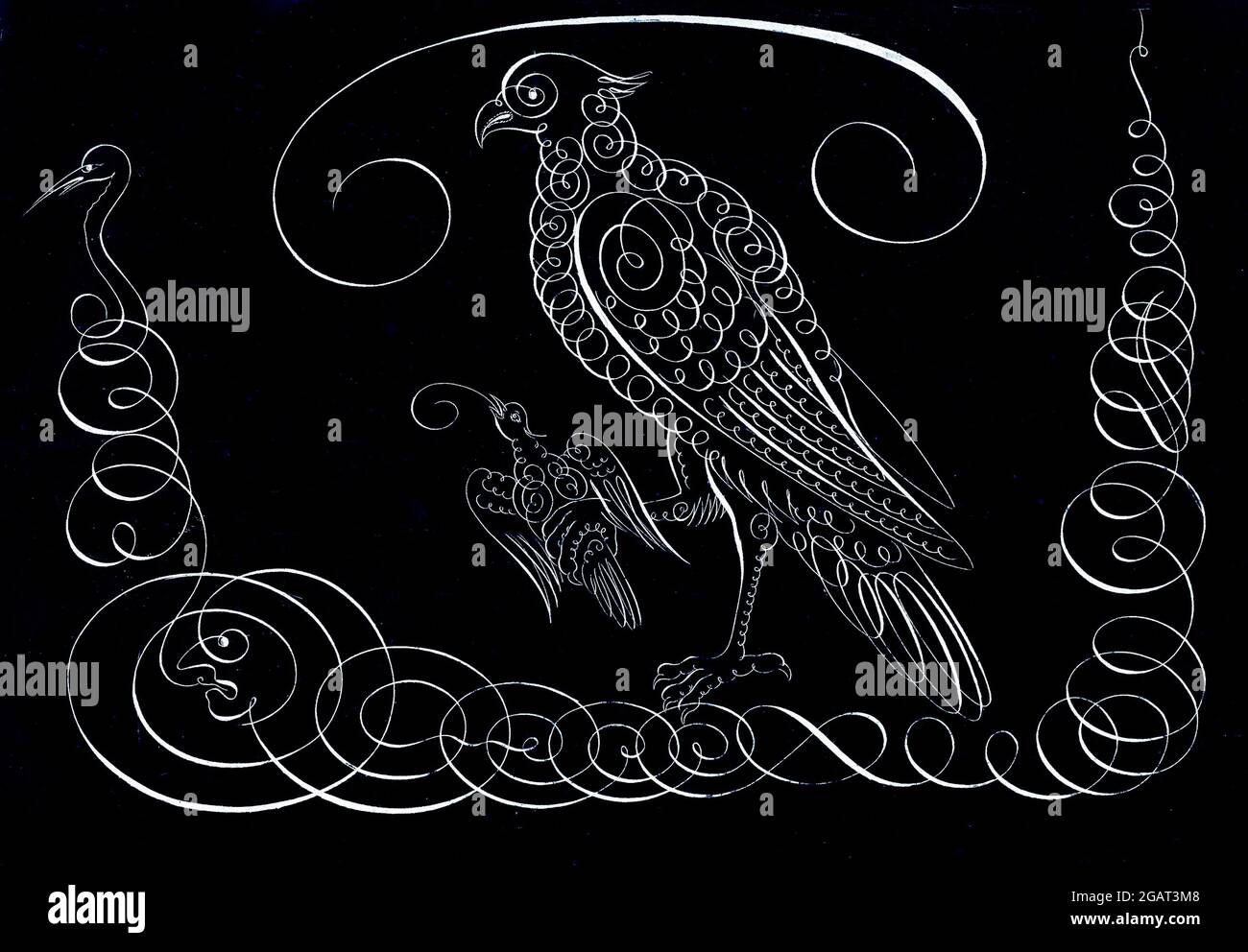 Vintage Ambrosius Perlingh animal calligraphy given a modern twist Stock Photo