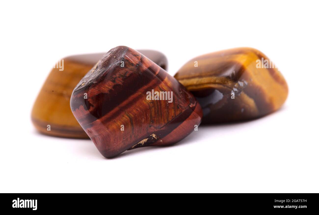 Polished semi precious stones isolated on white background Stock Photo