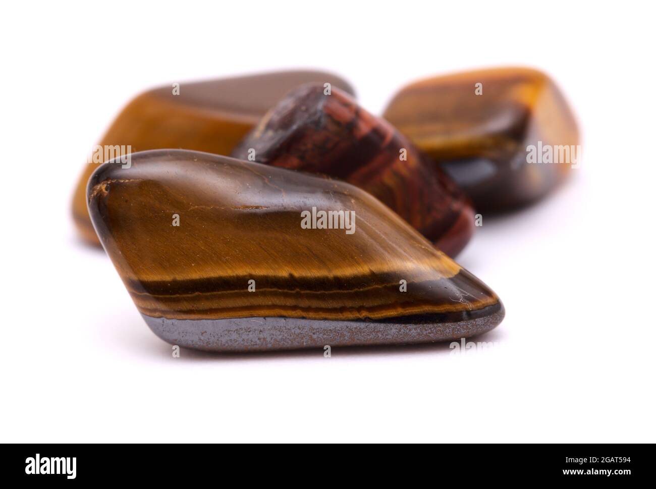 Polished semi precious stones isolated on white background Stock Photo
