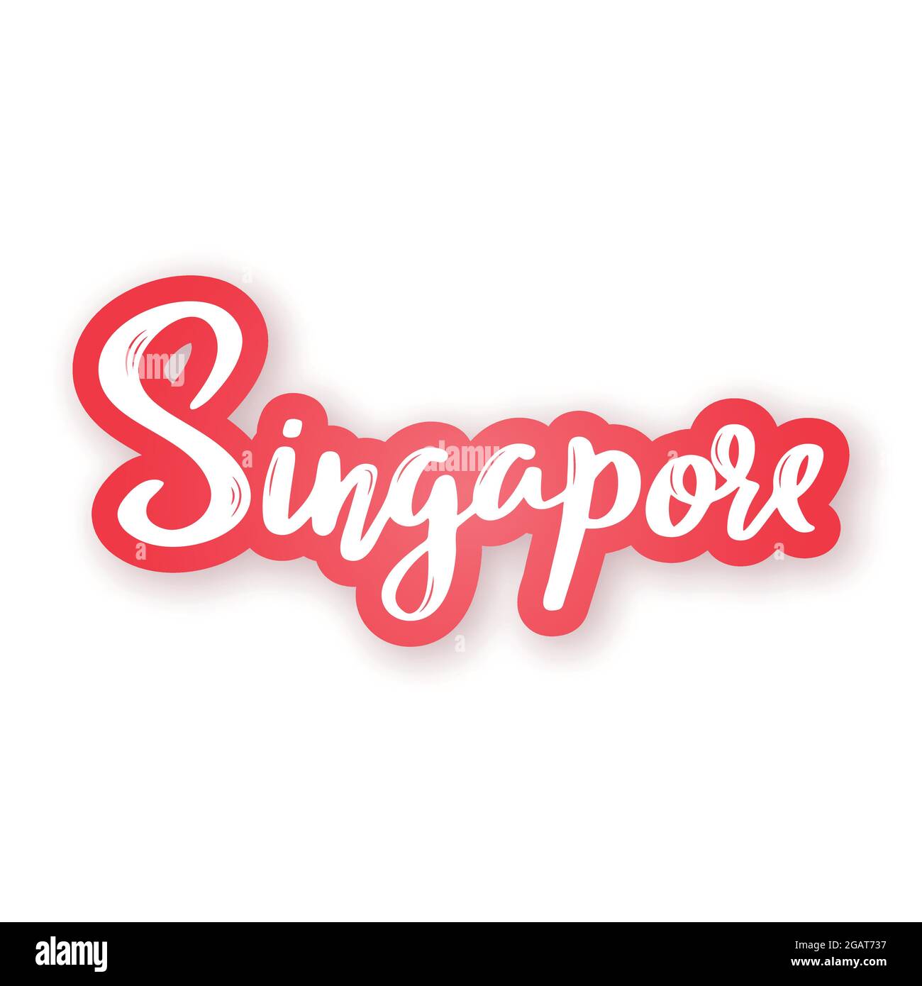 Singapore handwritten name of the Singapore capital. Sticker with