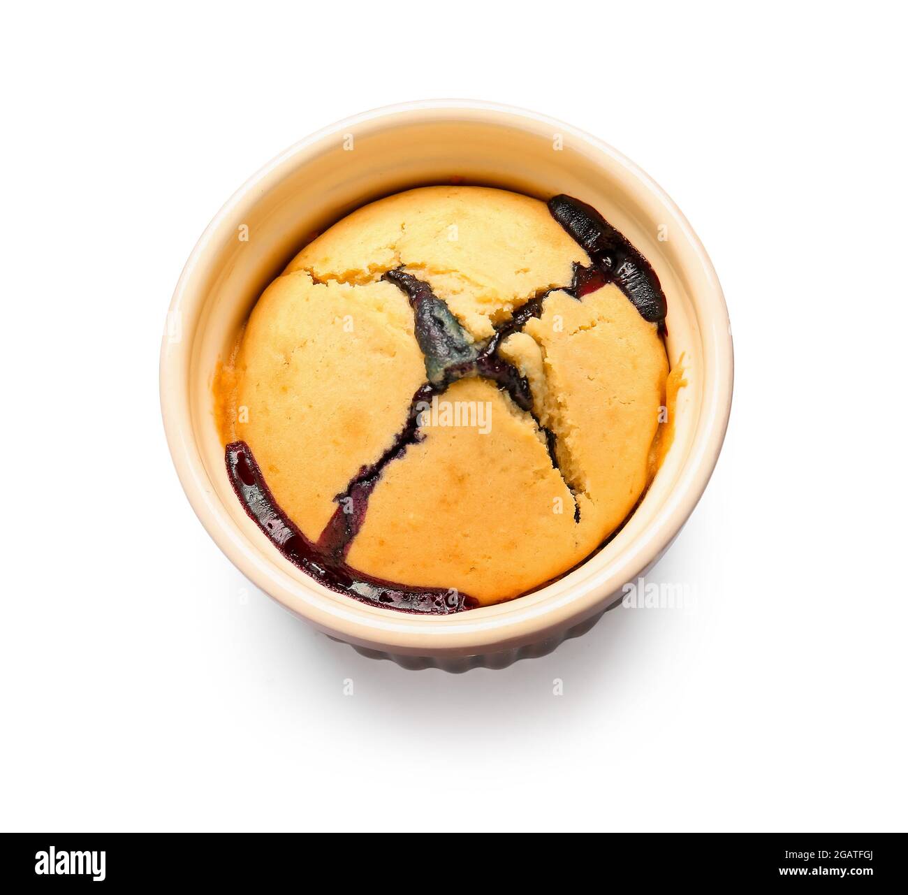 Ramekin with blueberry cobbler on white background Stock Photo - Alamy