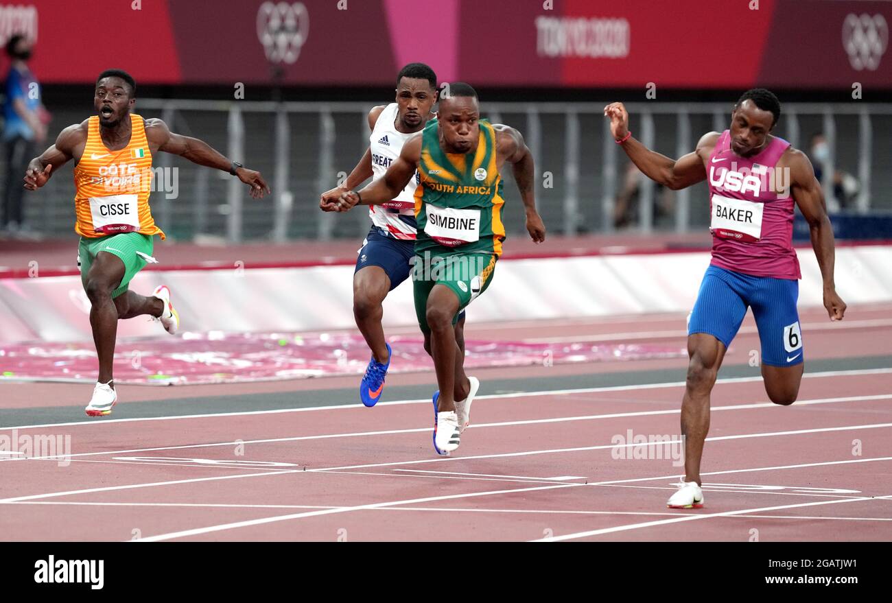 Great Britain S Chijindu Ujah Second Left In Action During The Third Semi Final Of The Men S 100 Metres At The Olympic Stadium On The Ninth Day Of The Tokyo 2020 Olympic Games In