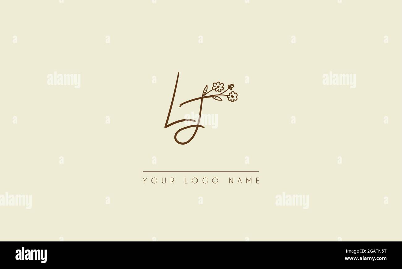 Initial letter LJ Or JL  Signature handwritten wedding botanical floral icon logo vector  design  illustration Stock Vector