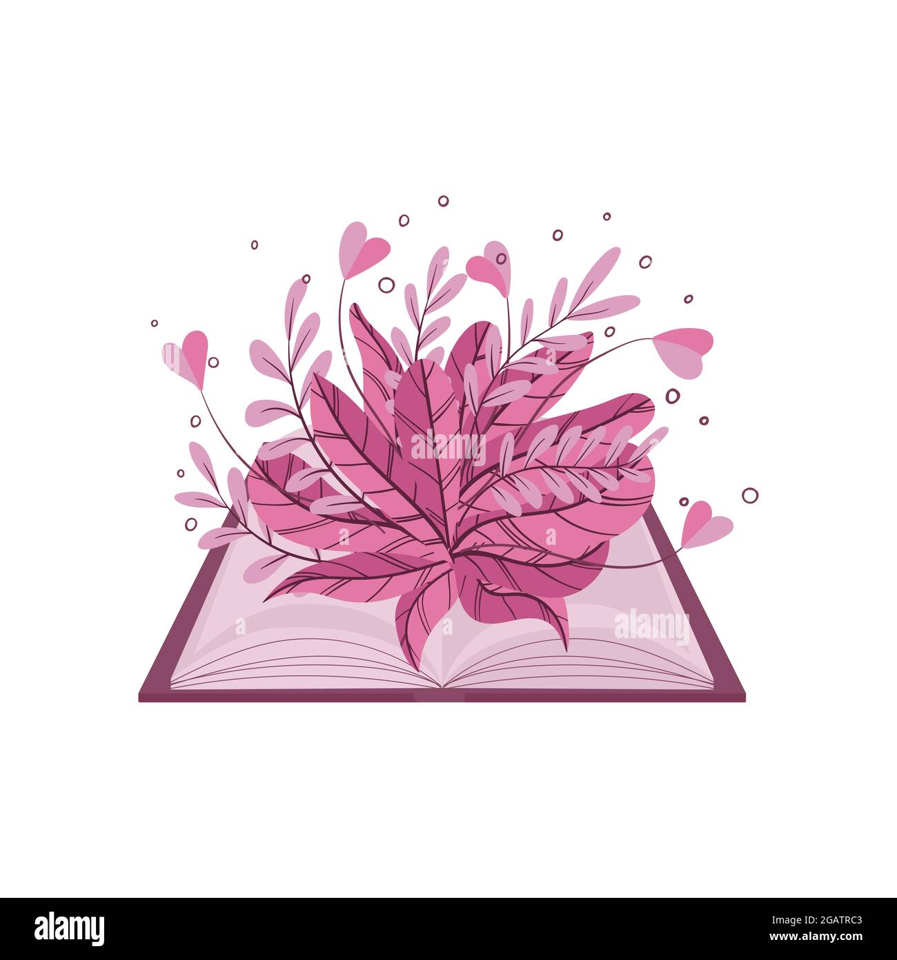 An open book with plants and flowers growing out of it. Sprouts of knowledge. The concept of knowledge and learning. Vector illustration in cartoon st Stock Vector