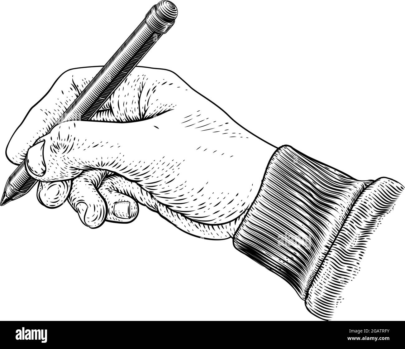 Pencil Hand Vintage Engraved Etched Woodcut Print Stock Vector Image