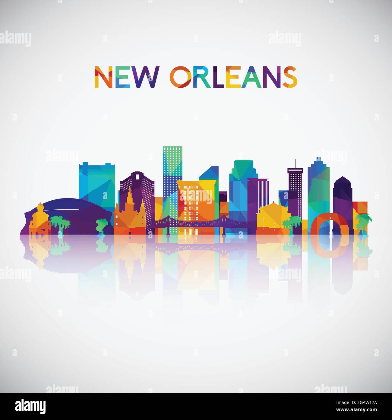 New Orleans skyline silhouette in colorful geometric style. Symbol for ...