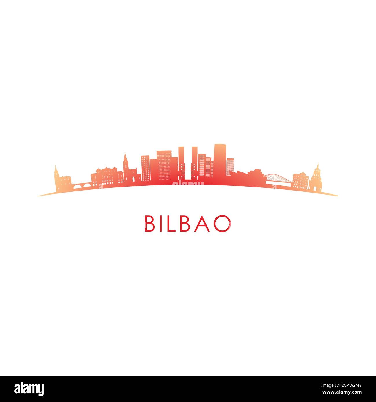 Bilbao skyline silhouette. Vector design colorful illustration. Stock Vector