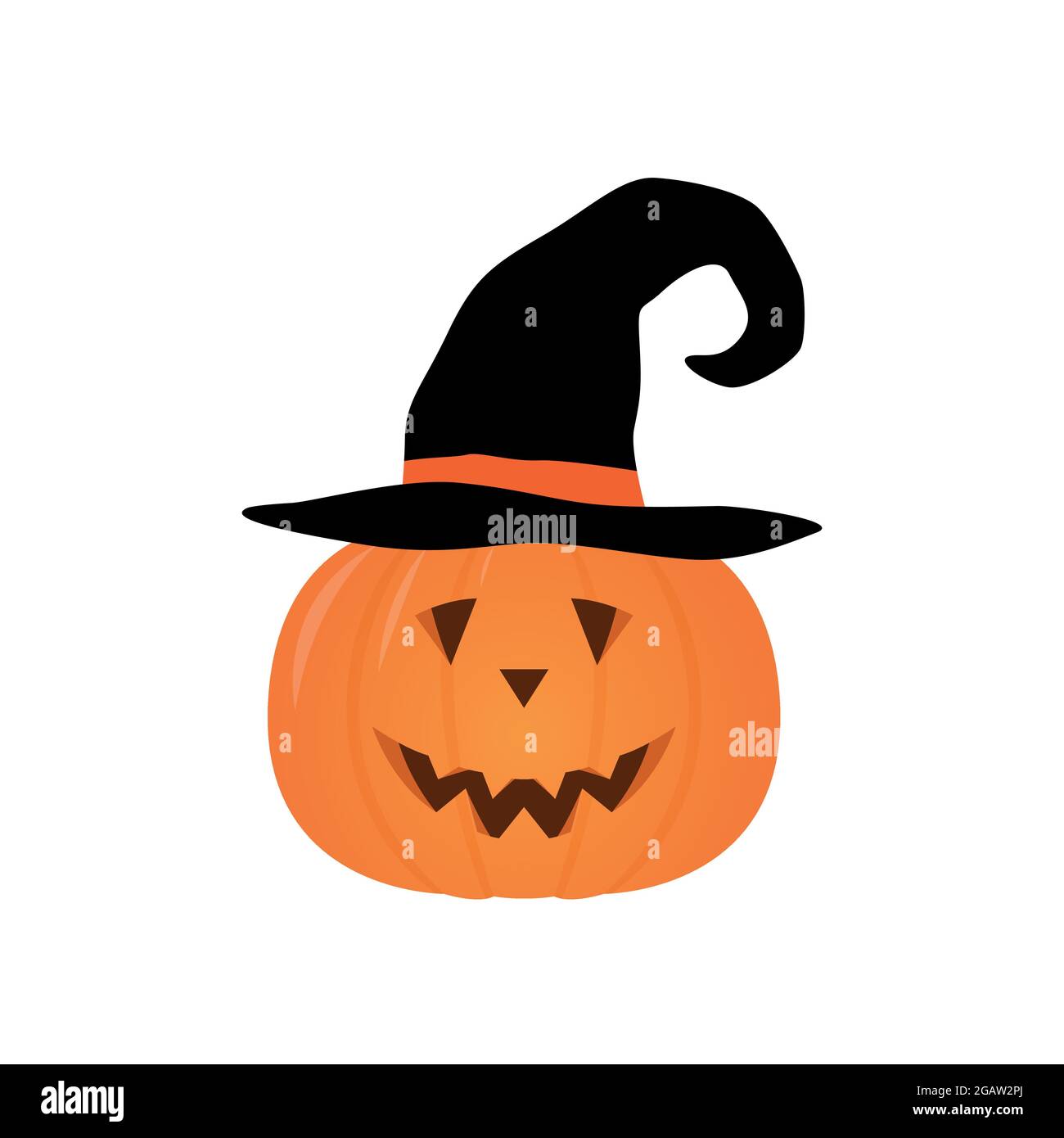Vector Halloween pumpkin in a witch hat, isolated on white background ...
