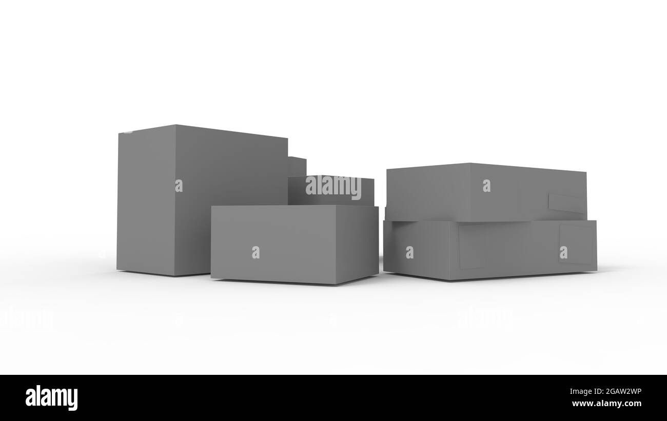 3d rendering of a couple of boxes gatherd together light bright ...