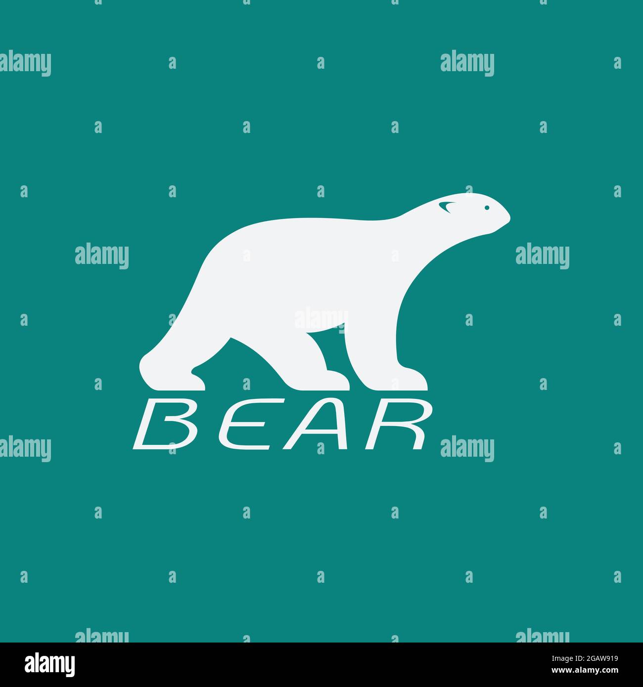 Vector image of an bear white design on blue background. Easy editable layered vector illustration. Wild Animals. Stock Vector