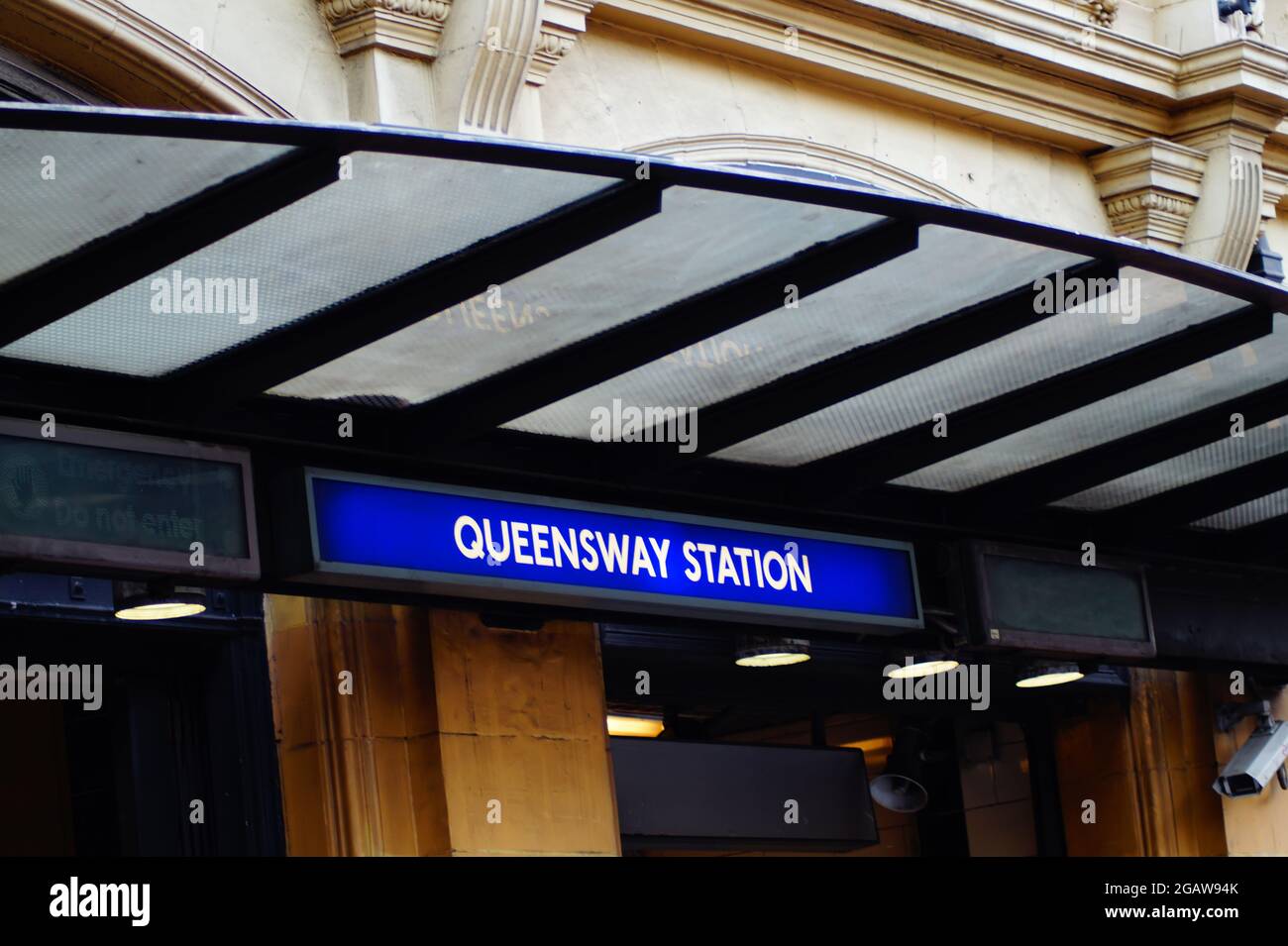 Entrance to Queensway Station in London - UK Stock Photo