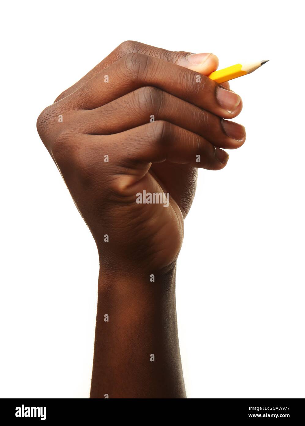 Male hand holding pencil, isolated on white background Stock Photo - Alamy