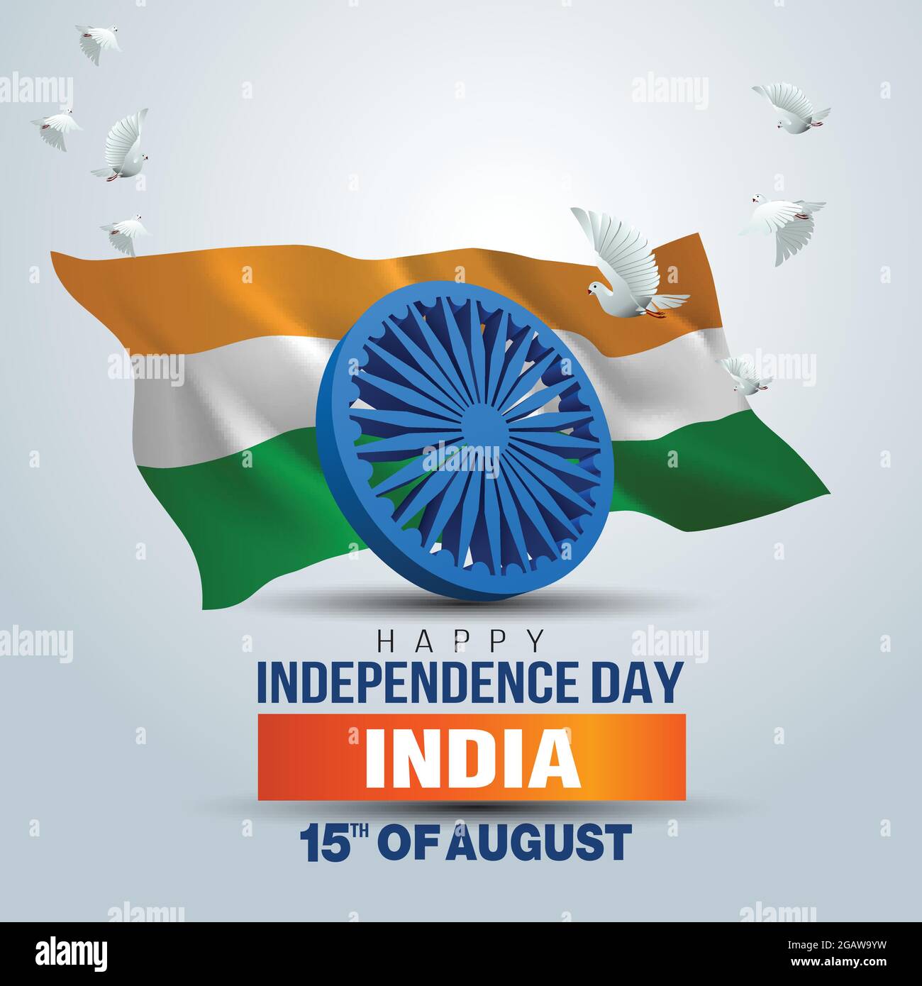 happy independence day India. 3d Ashoka chakra with Indian flag ...