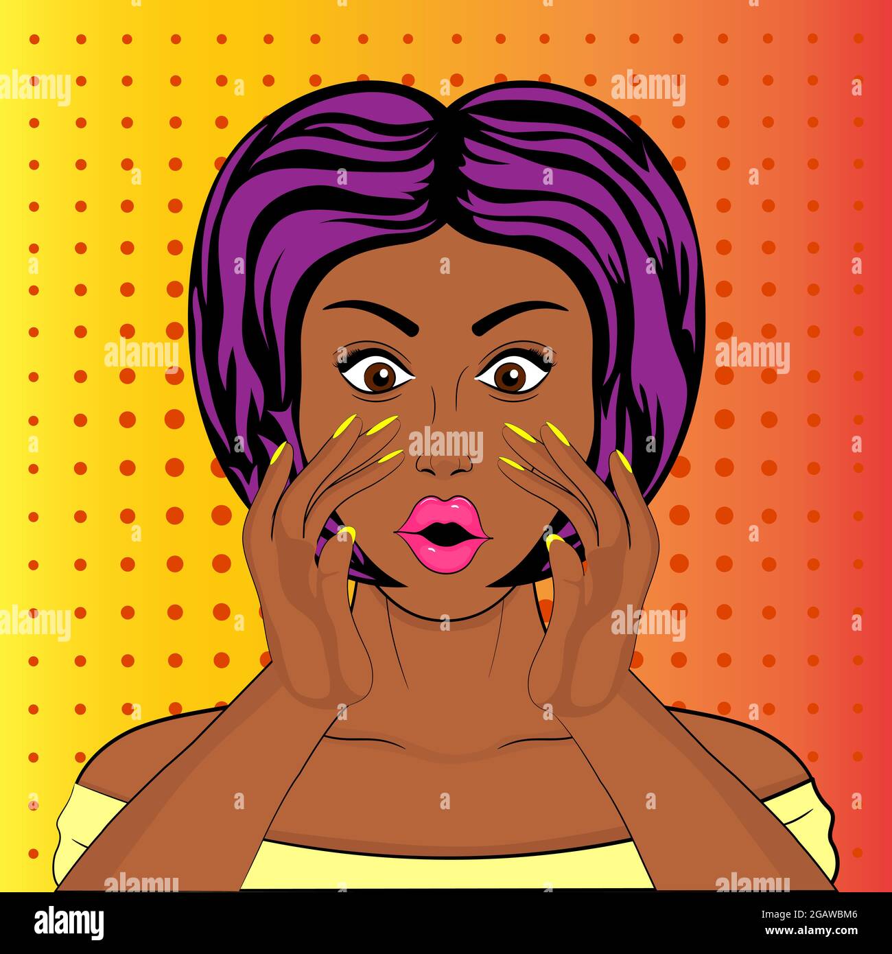 Premium Vector  Excited cartoon face retro comic amazed expression