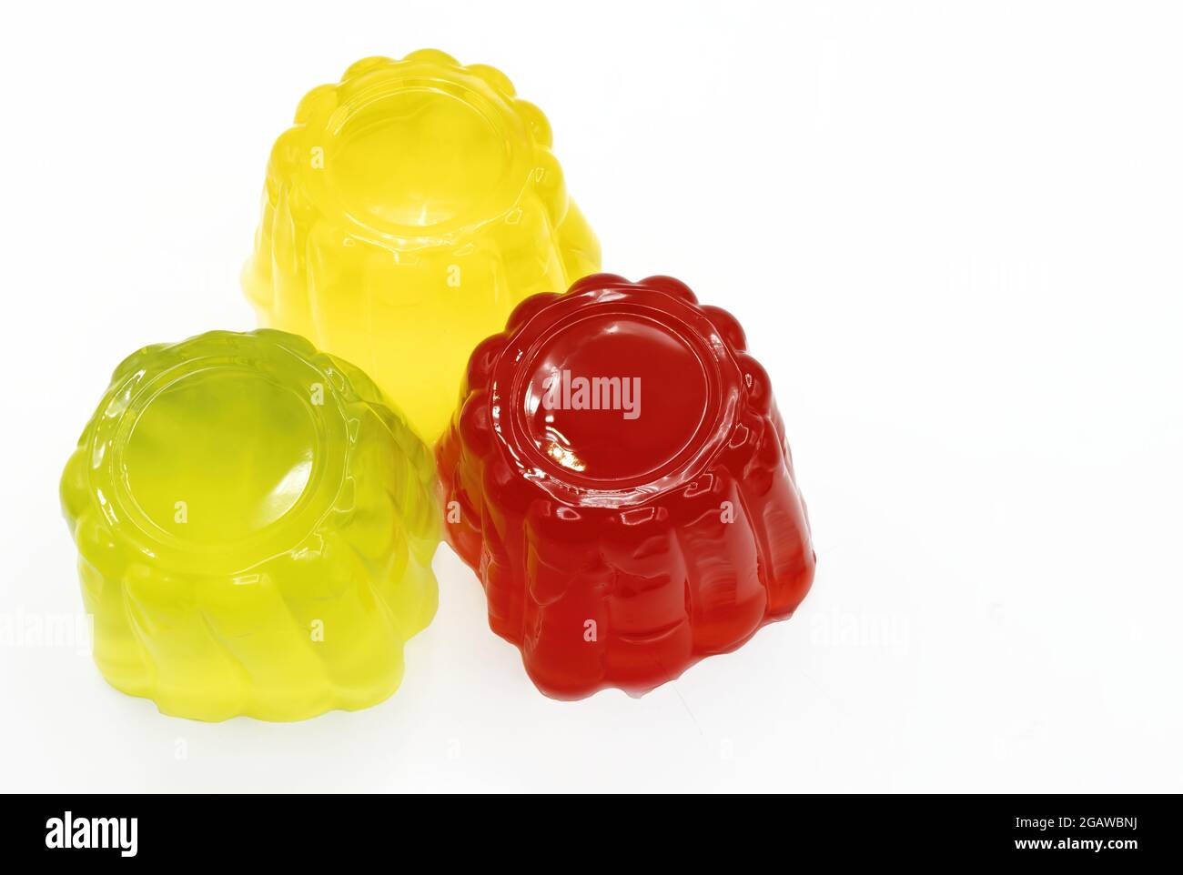 Assorted red, green and yellow Jellies isolated on white, strawberry