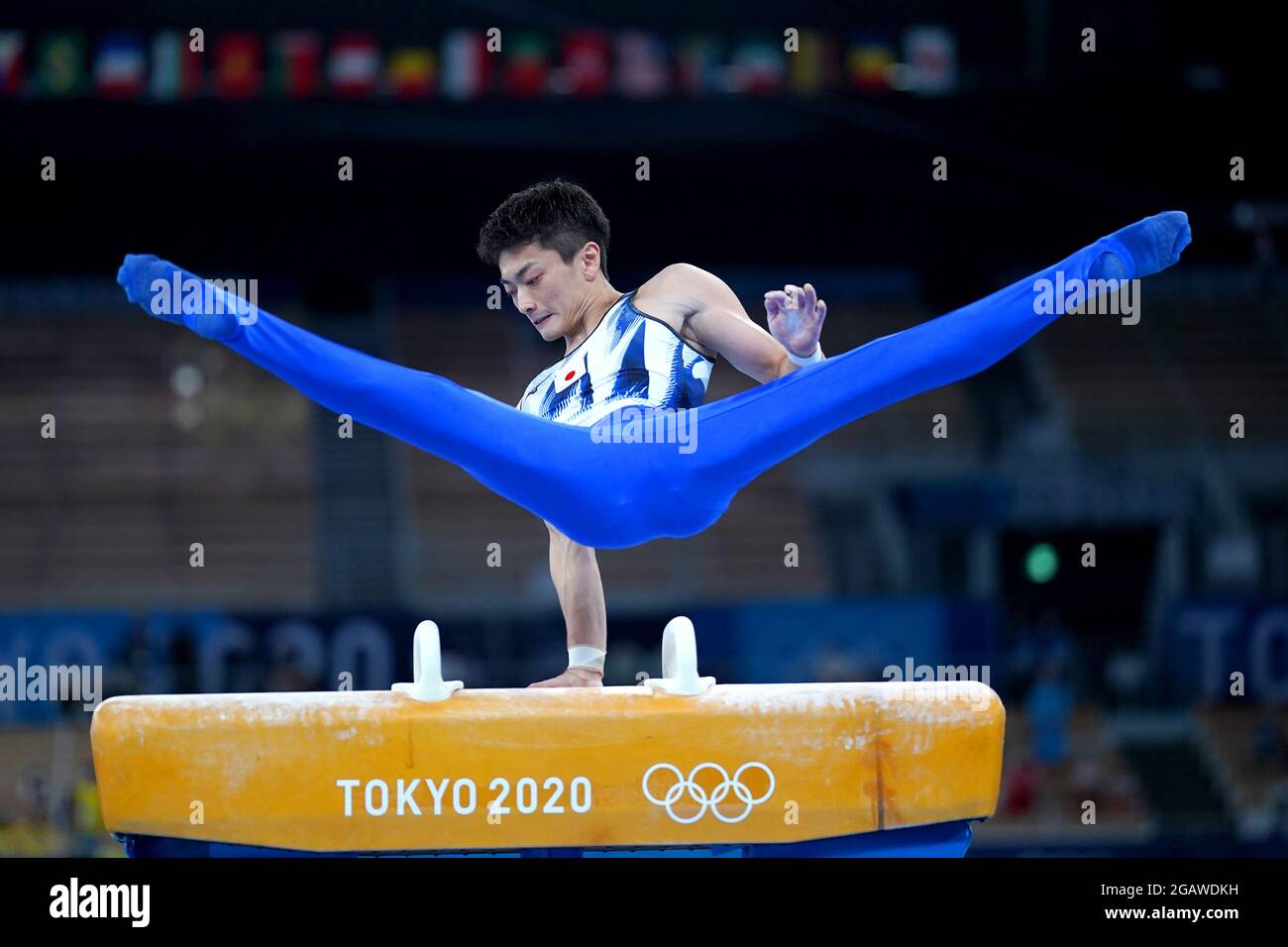 Japan's Kohei Kameyama during the Men's Pommel Horse Final at the