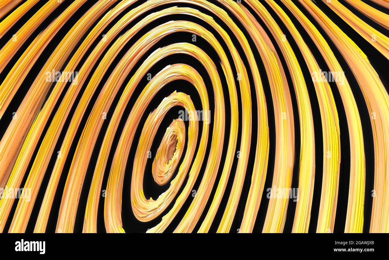 Illusion-digital spiral art with black, golden and red colors