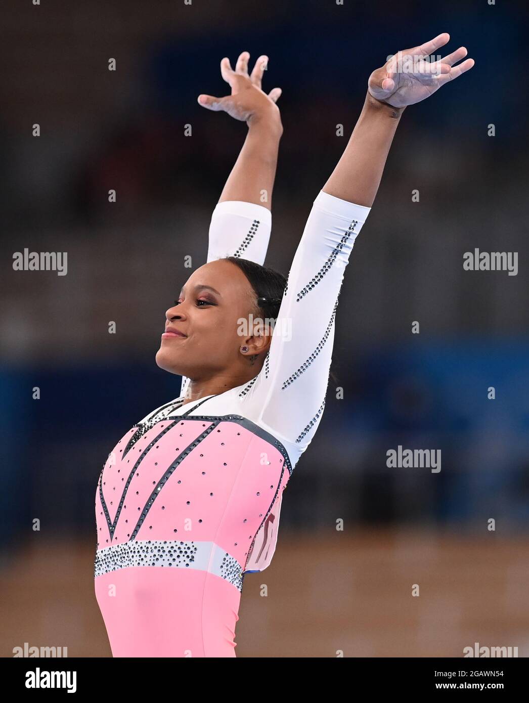 (210801) TOKYO, Aug. 1, 2021 (Xinhua) Rebeca Andrade of Brazil