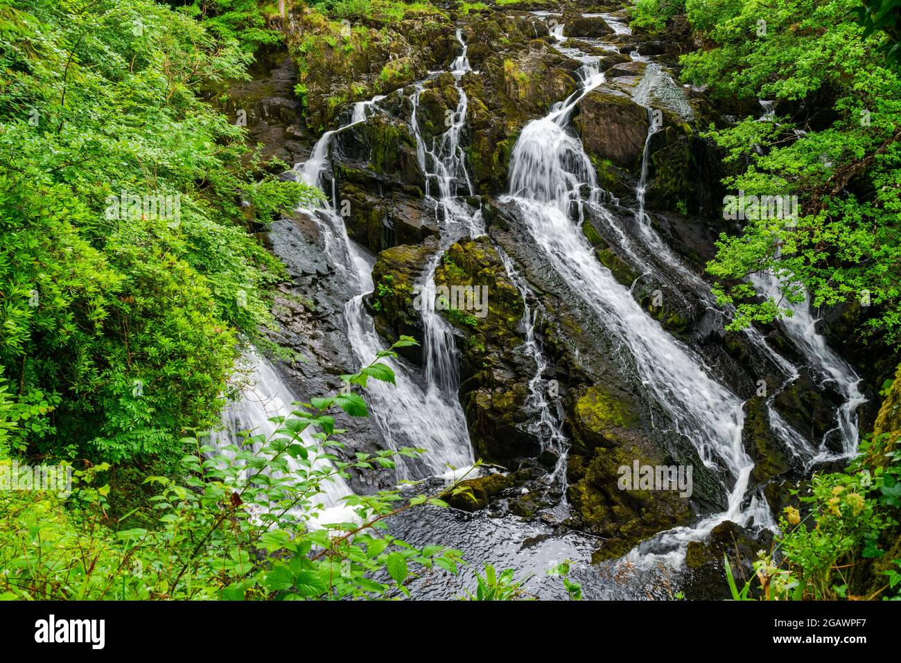 Swallow Falls near Betws-Y-Coed, North Wales. Long exposure effect Stock Photo