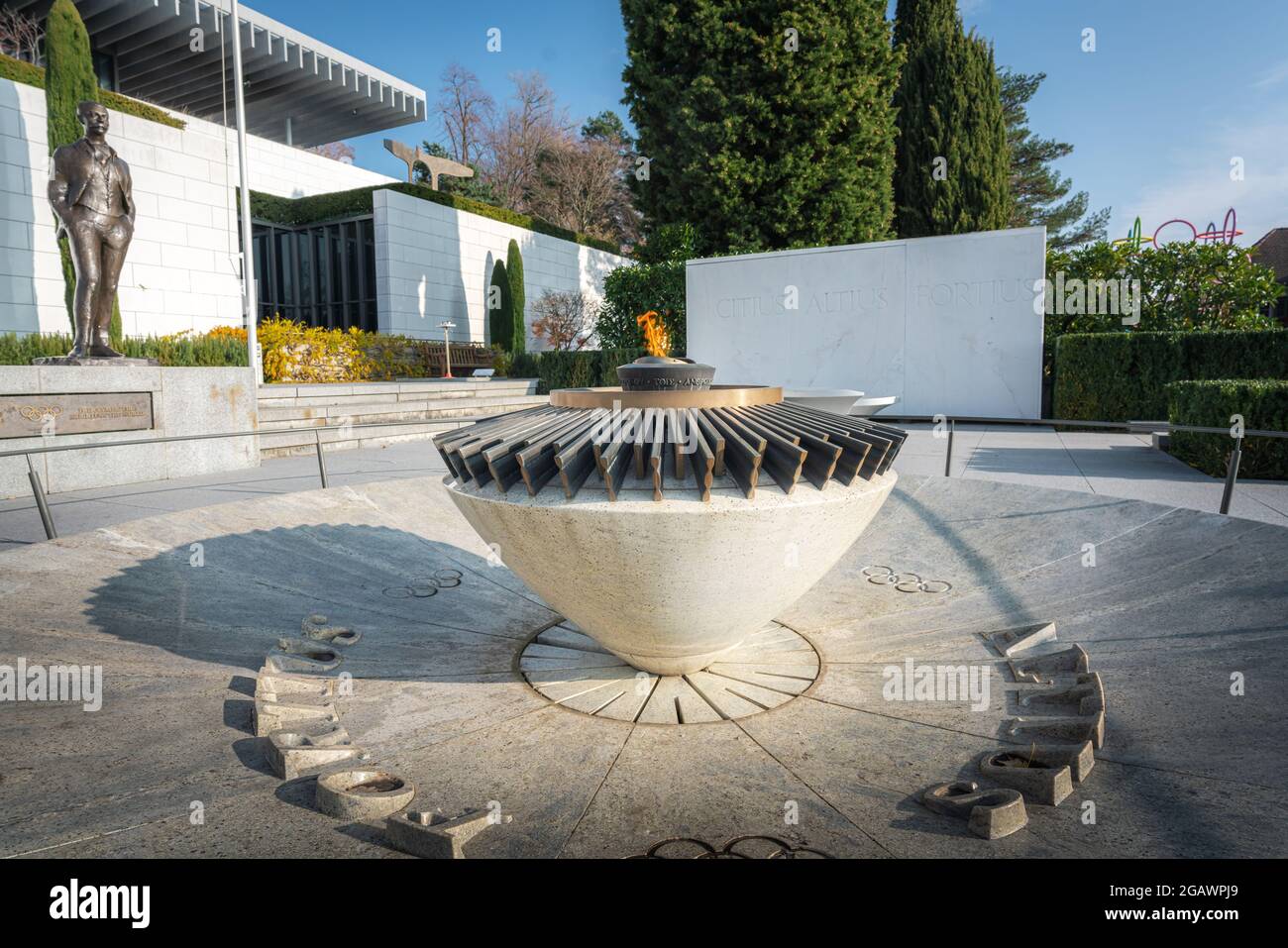 Olympic Flame at Olympic Museum - Lausanne, Switzerland Stock Photo