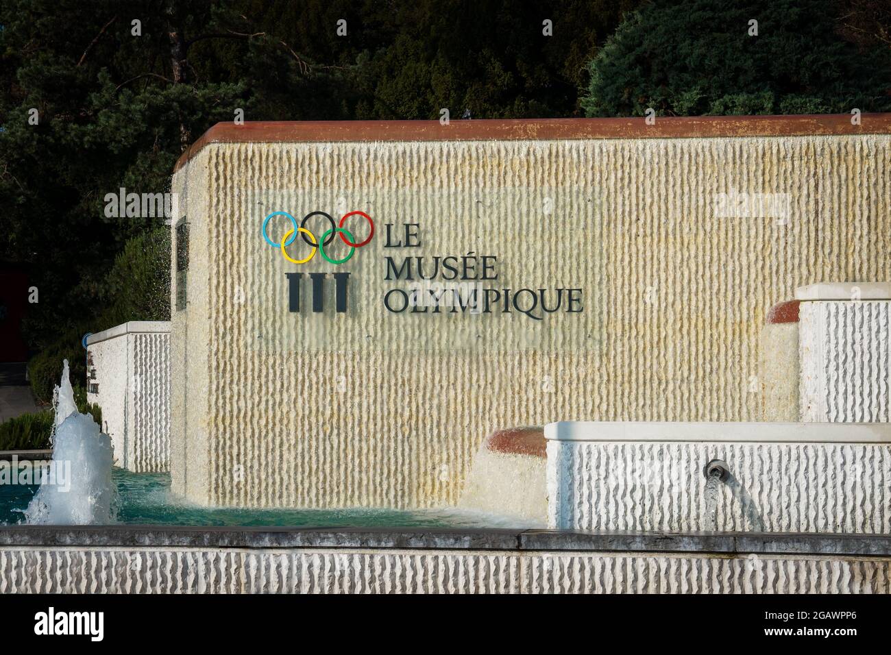 Olympic Museum Sign - Lausanne, Switzerland Stock Photo