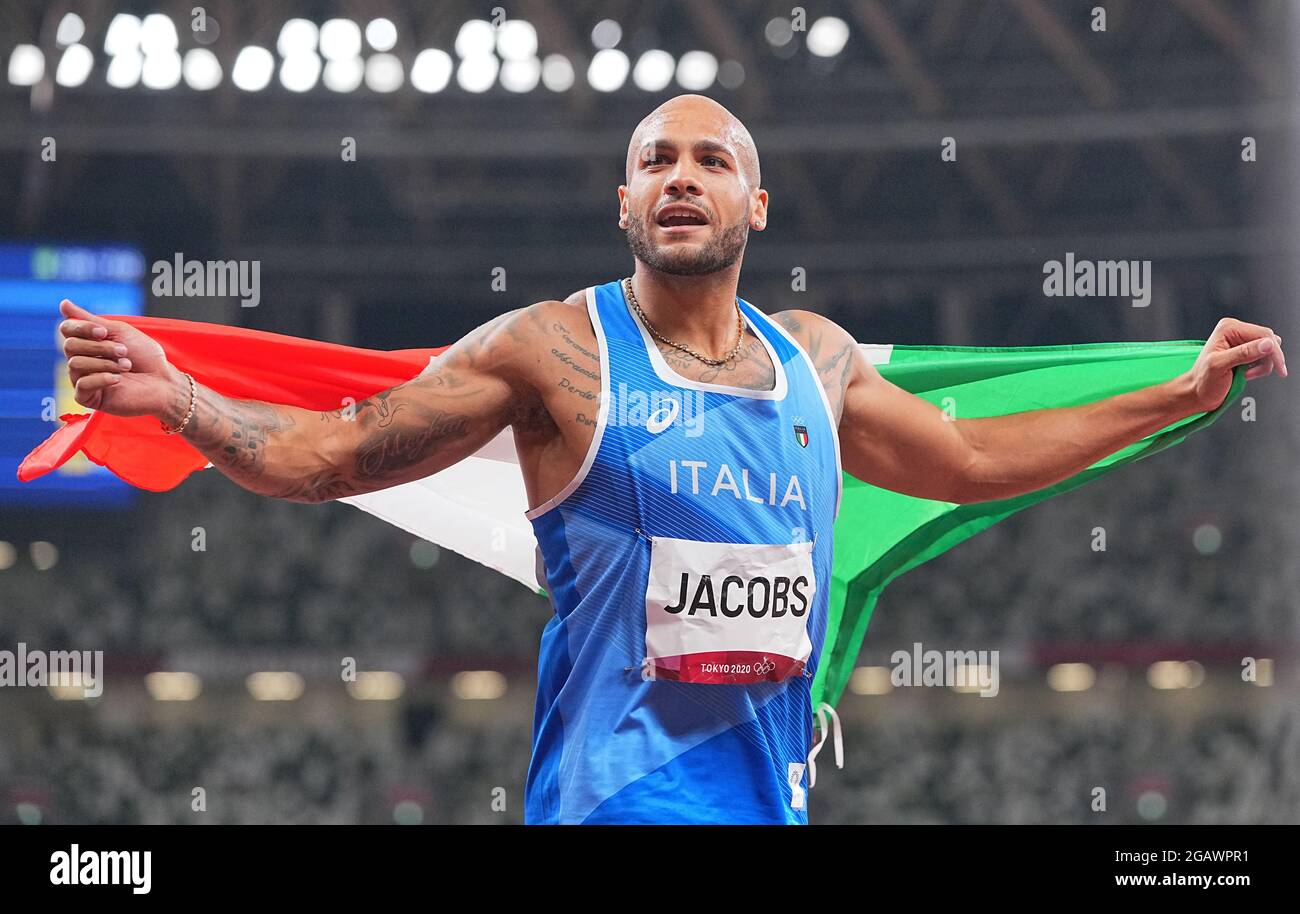 01 August 2021, Japan, Tokio Athletics Olympics, 100m final, men