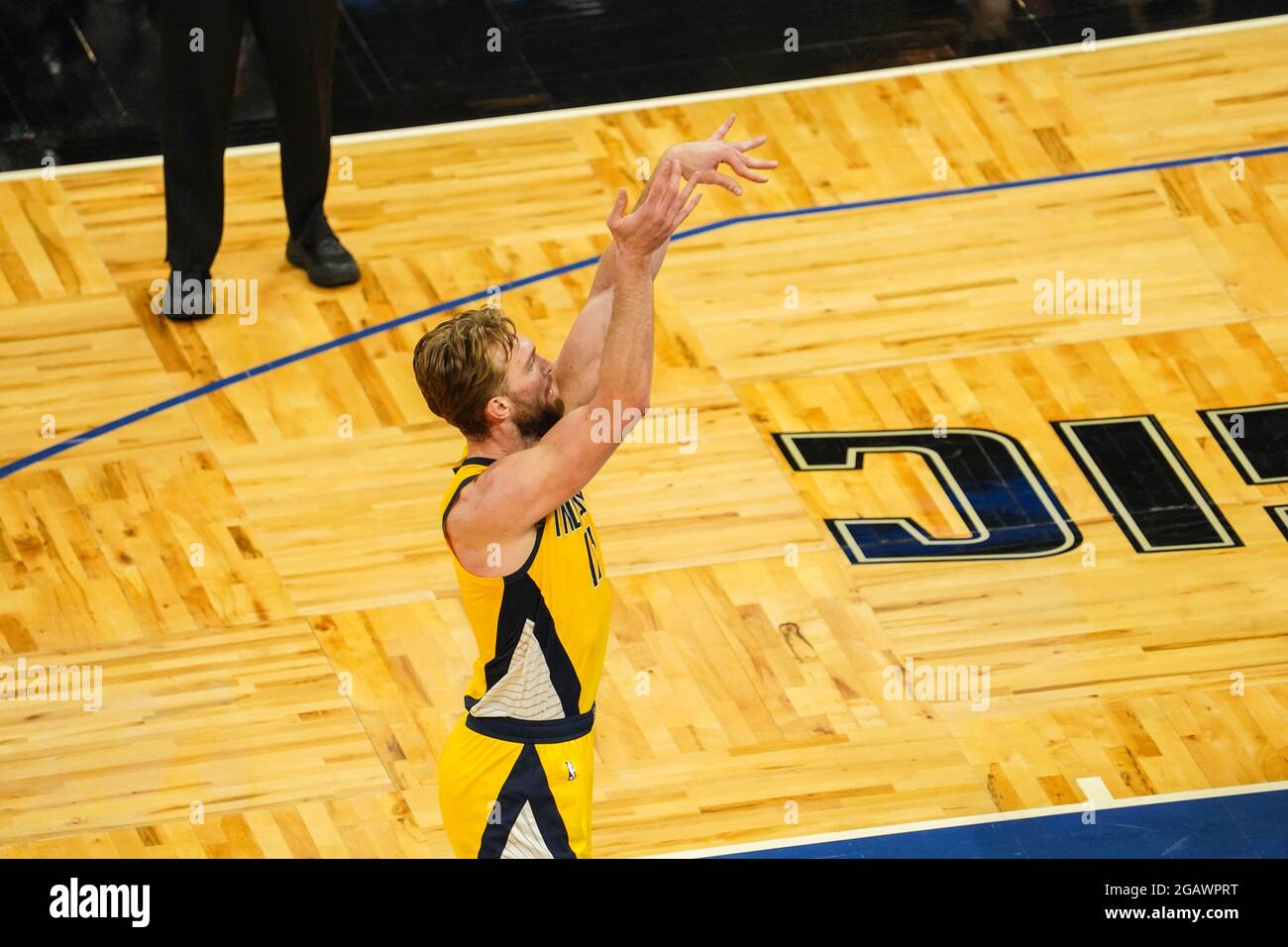 Orlando, Florida, USA, April 9, 2021, Indiana Pacers face the Orlando Magic at the Amway Center  (Photo Credit:  Marty Jean-Louis) Stock Photo
