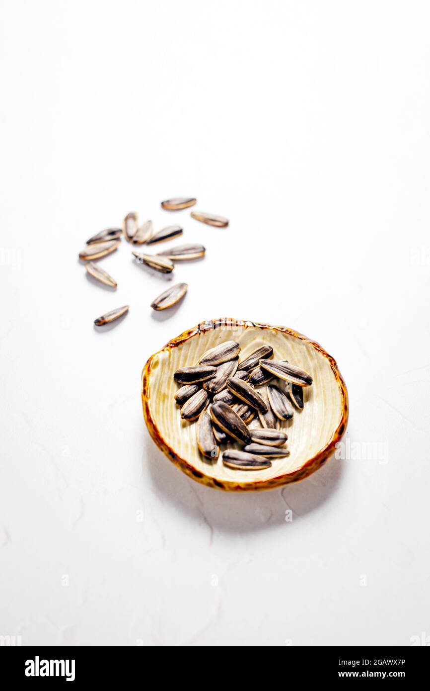 Close-up of Sunflower Seeds in their Shell - FOODPIX Stock Photo