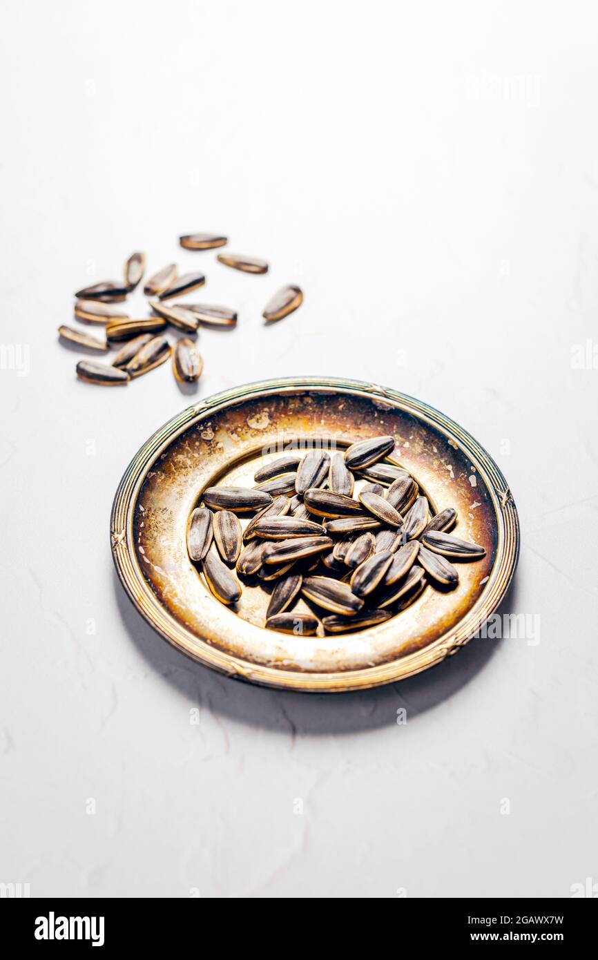 Close-up of Sunflower Seeds in their Shell - FOODPIX Stock Photo