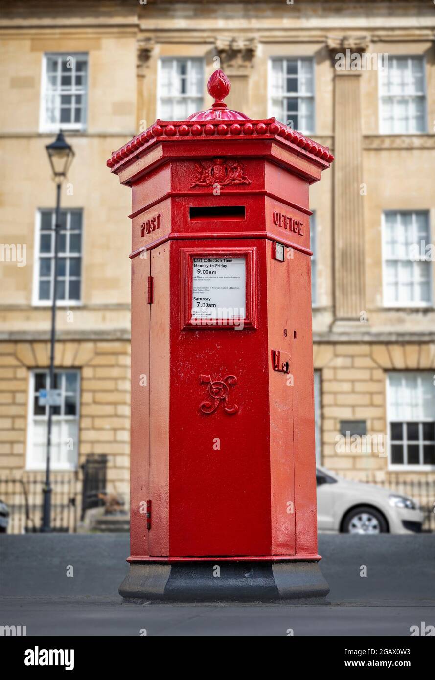 The Victorian Penfold Hexagonal Pillar Box on Great Pulteney Street in Bath, England Stock Photo
